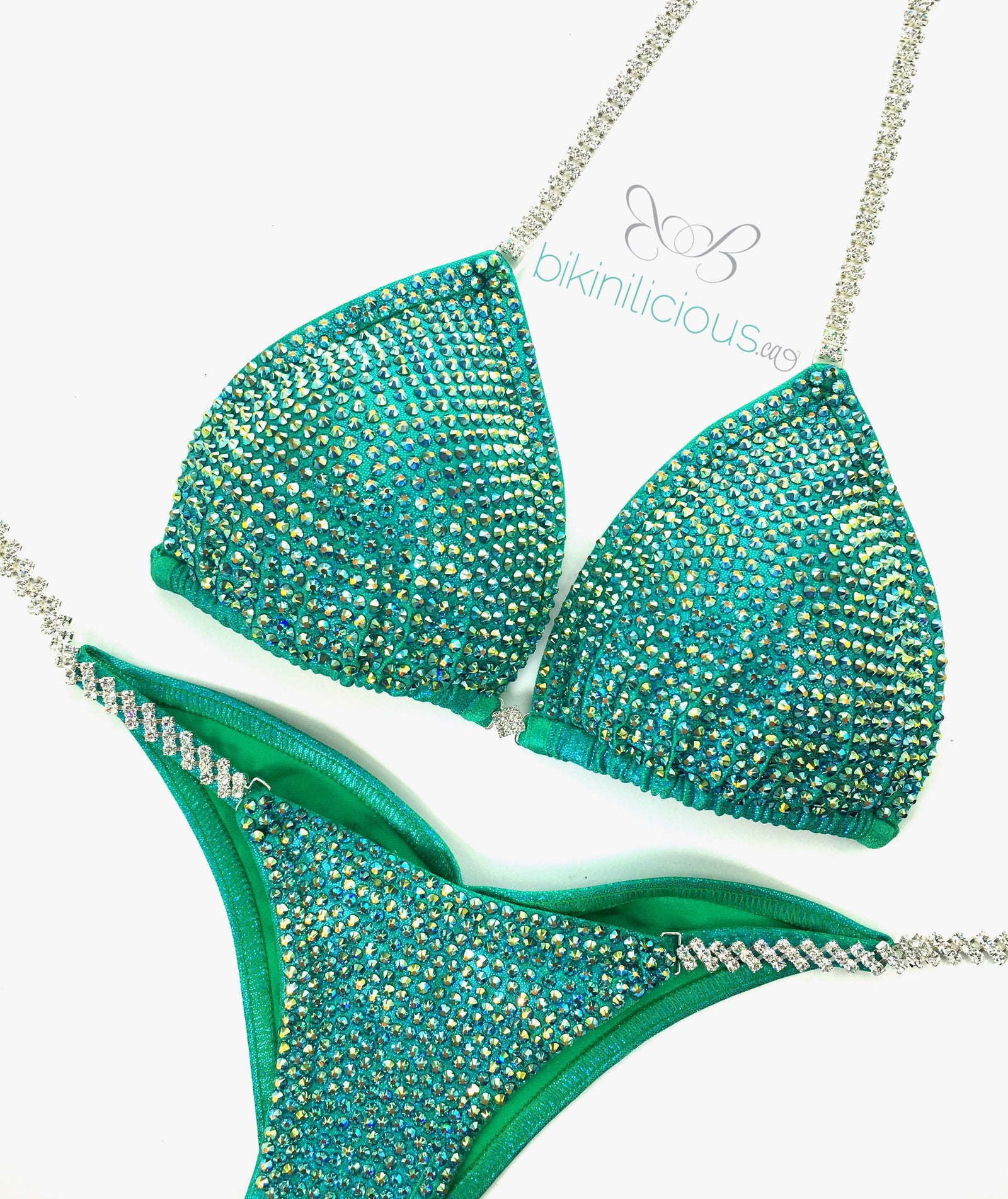 Teal Green Shimmer Customized Competition Suit